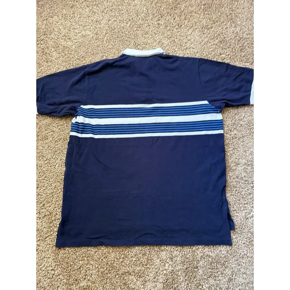 Vintage Polo Ralph Lauren Striped Polo w/ Crest Embroidery Mens Size XXL Navy